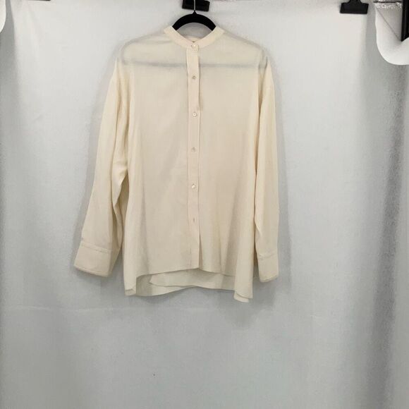Helmut Lang Cream Long Sleeve Back Overlap Tunic Button Down Shirt Size Large - Picture 8 of 8